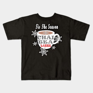 Chai Tea Happy Holidays Tis The Season Snowflaks Coffee Kids T-Shirt